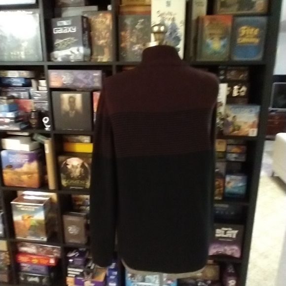 Size L mens burgundy black zip up cardigan - Picture 9 of 12